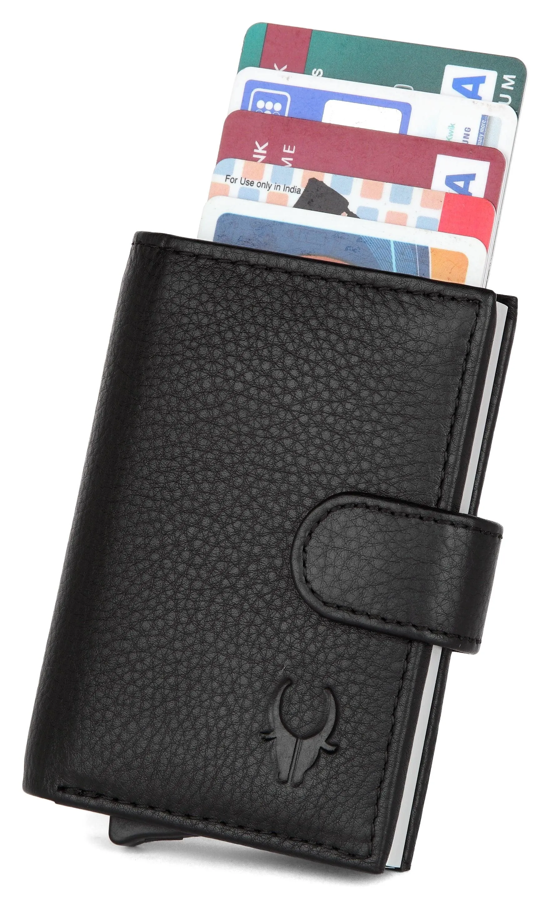 WildHorn® RFID Protected Unisex Genuine Leather Card Holder (Black)