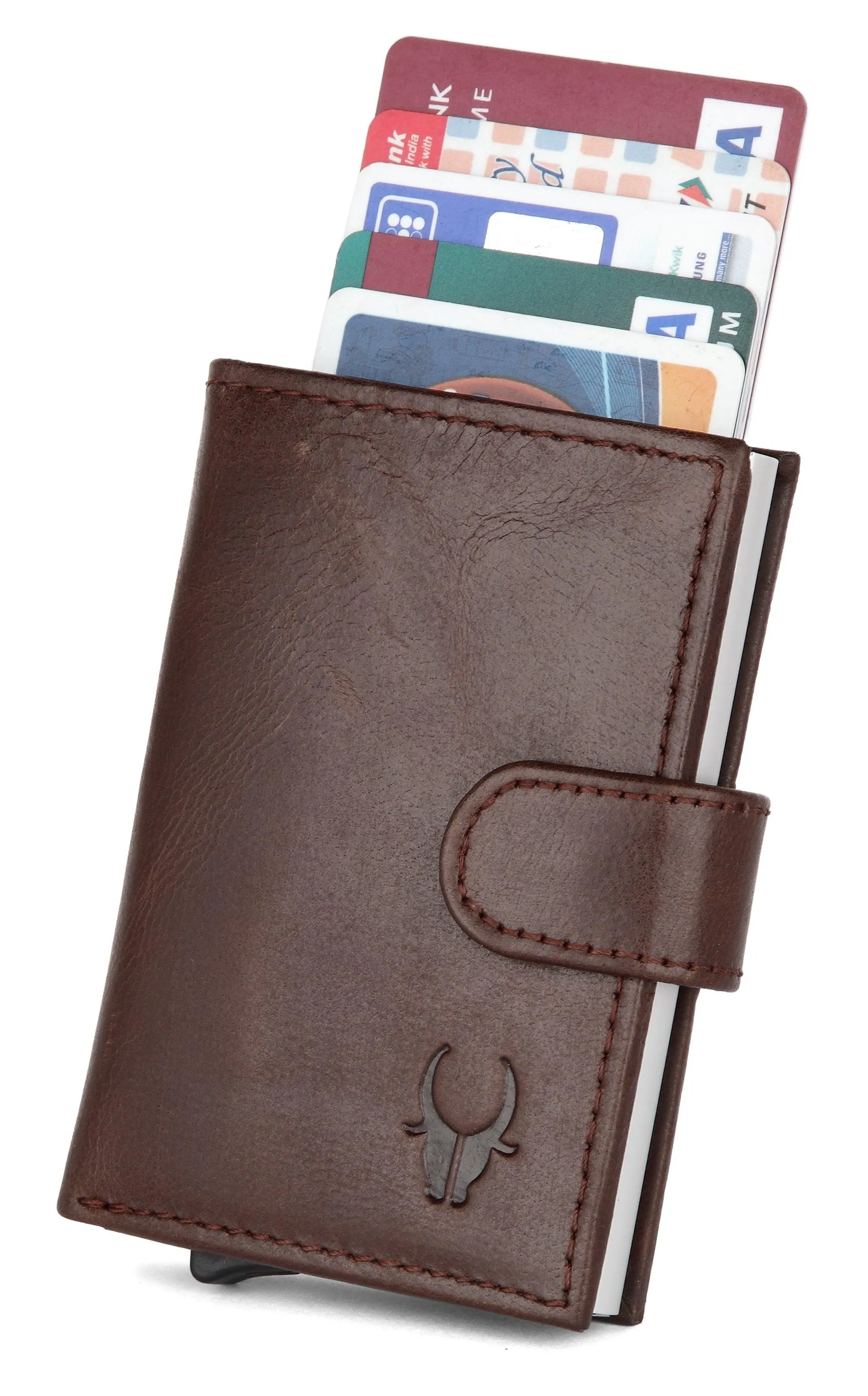 WildHorn® RFID Protected Unisex Genuine Leather Card Holder Crunch