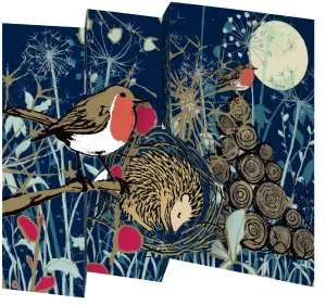 Winter's Tale Robin Tri-fold Card Pack of 5