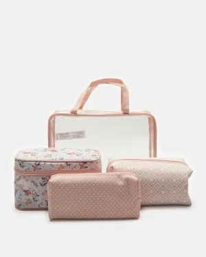 Women Assorted Printed Cosmetic Pouch Set (4 Piece)