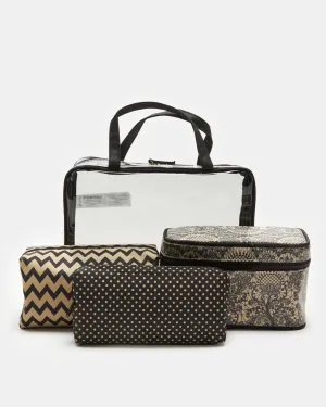 Women Assorted Printed Cosmetic Pouch Set (4 Piece)