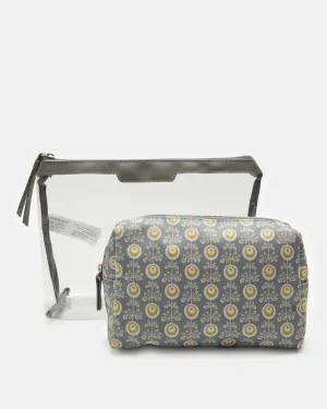Women Grey Printed Cosmetic Pouch Set (2 Piece)