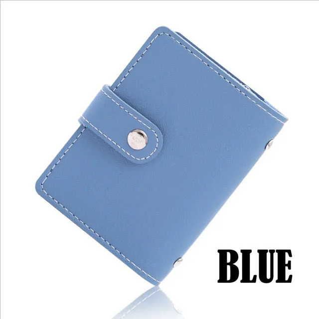 Women's 26 Cards Slim PU Leather ID Credit Card Holder Pocket Case Purse Wallet