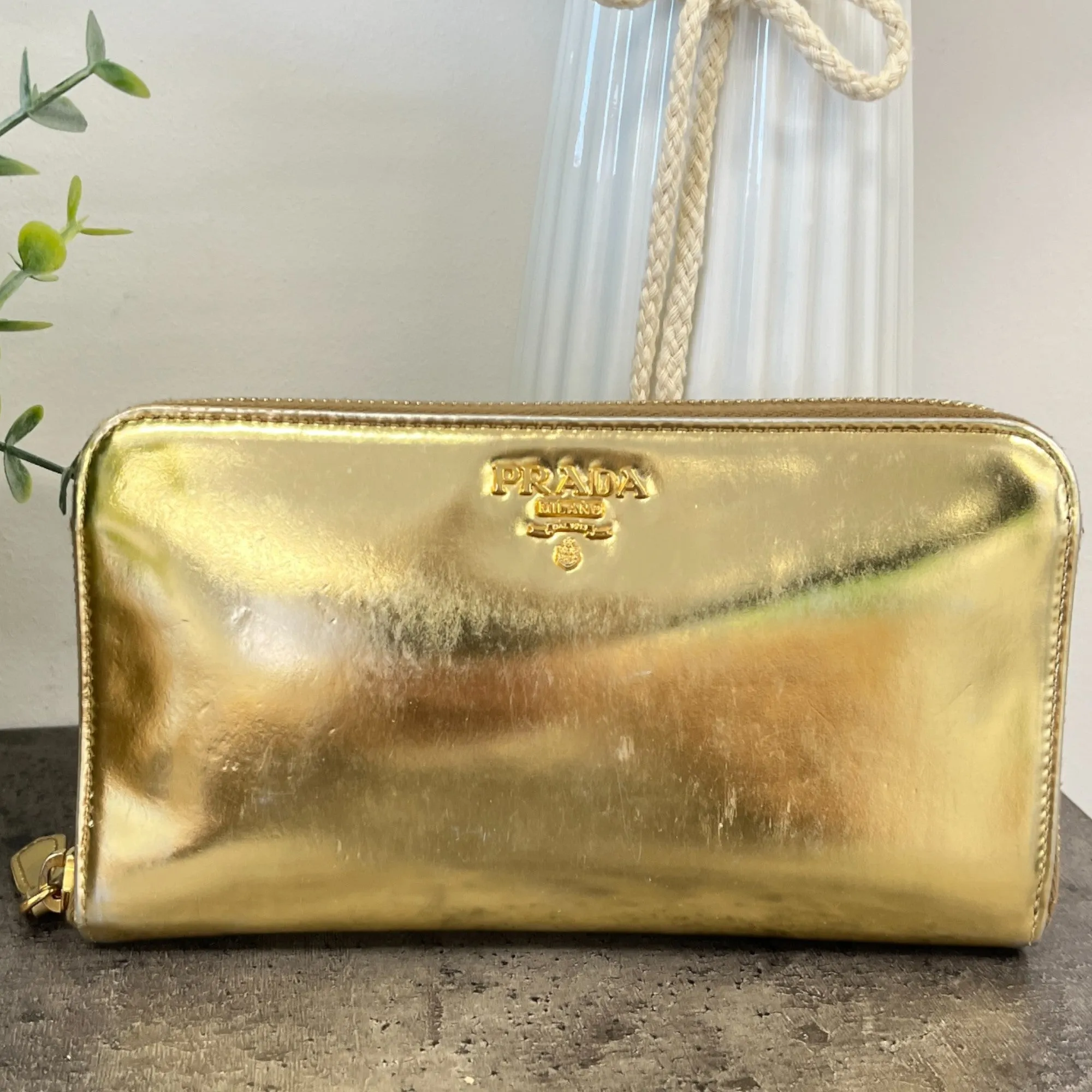 Women's Zip Around Long Purse Gold