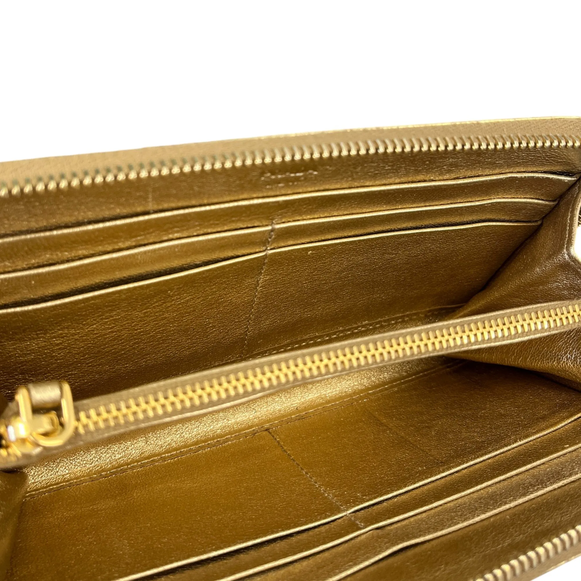 Women's Zip Around Long Purse Gold