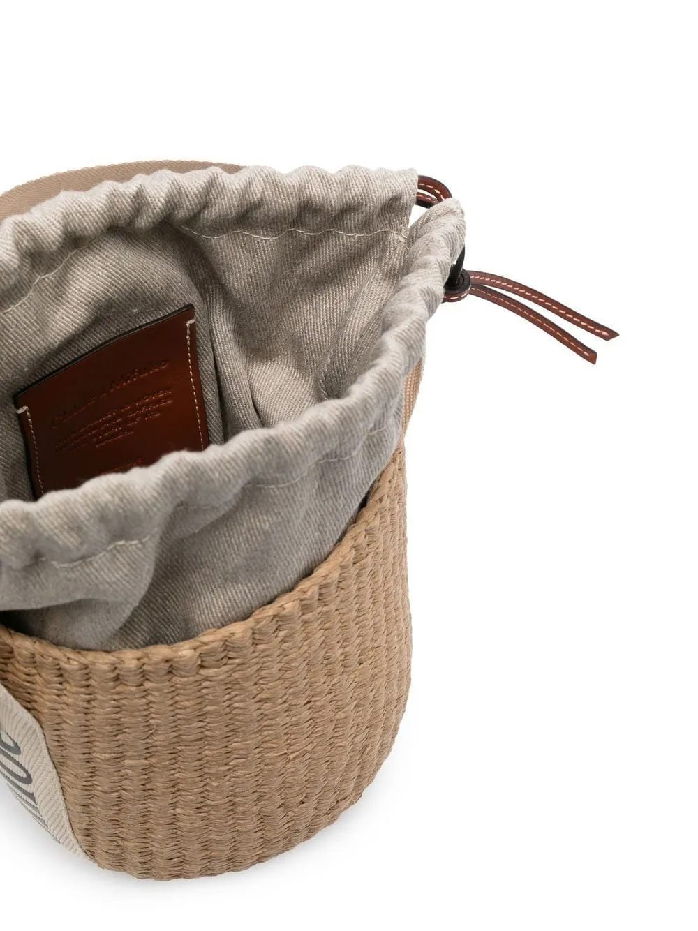 Woody straw small bucket bag