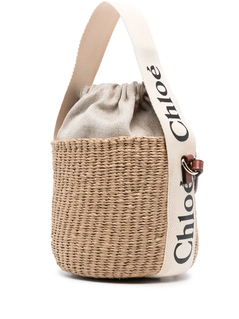 Woody straw small bucket bag