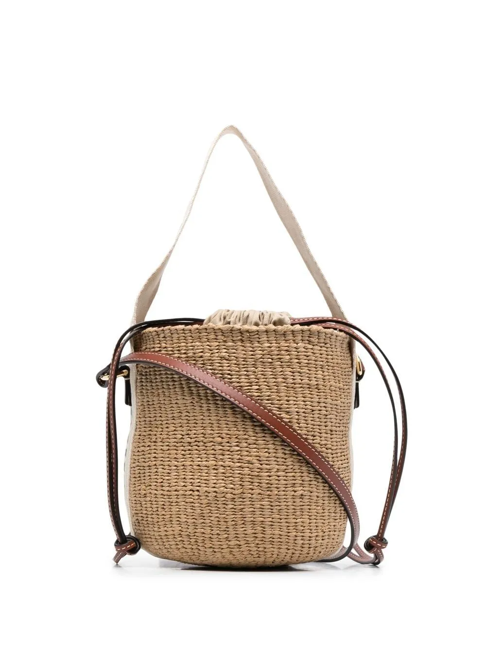 Woody straw small bucket bag