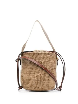 Woody straw small bucket bag