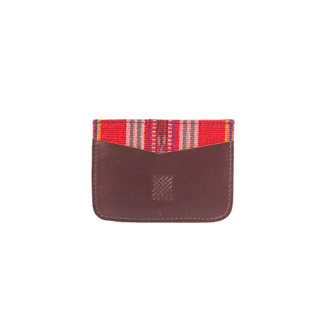 Woven Bulsa Card Holder in Brown Leather