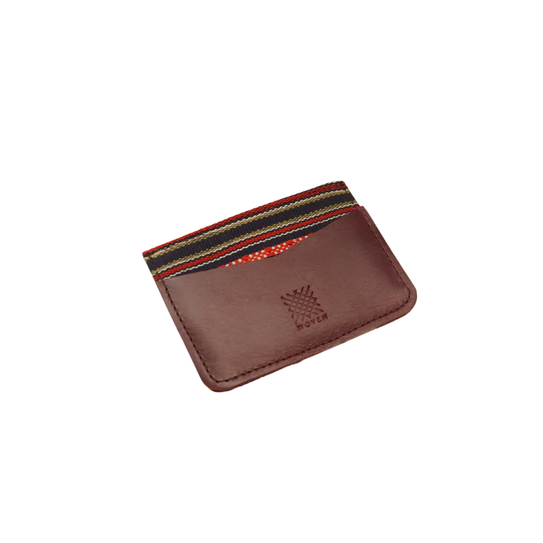 Woven Bulsa Card Holder in Brown Leather