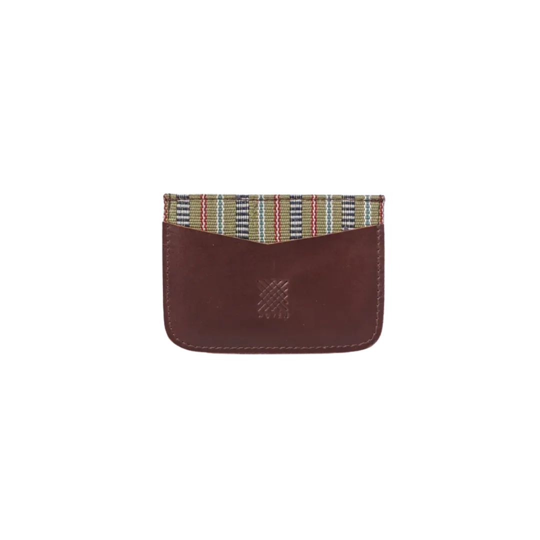 Woven Bulsa Card Holder in Brown Leather