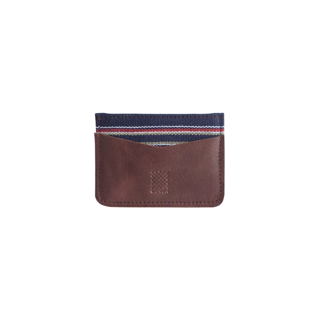 Woven Bulsa Card Holder in Brown Leather