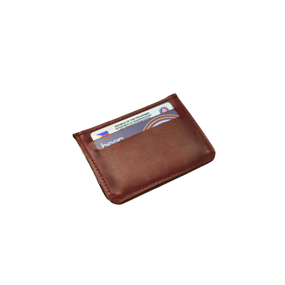Woven Bulsa Card Holder in Brown Leather