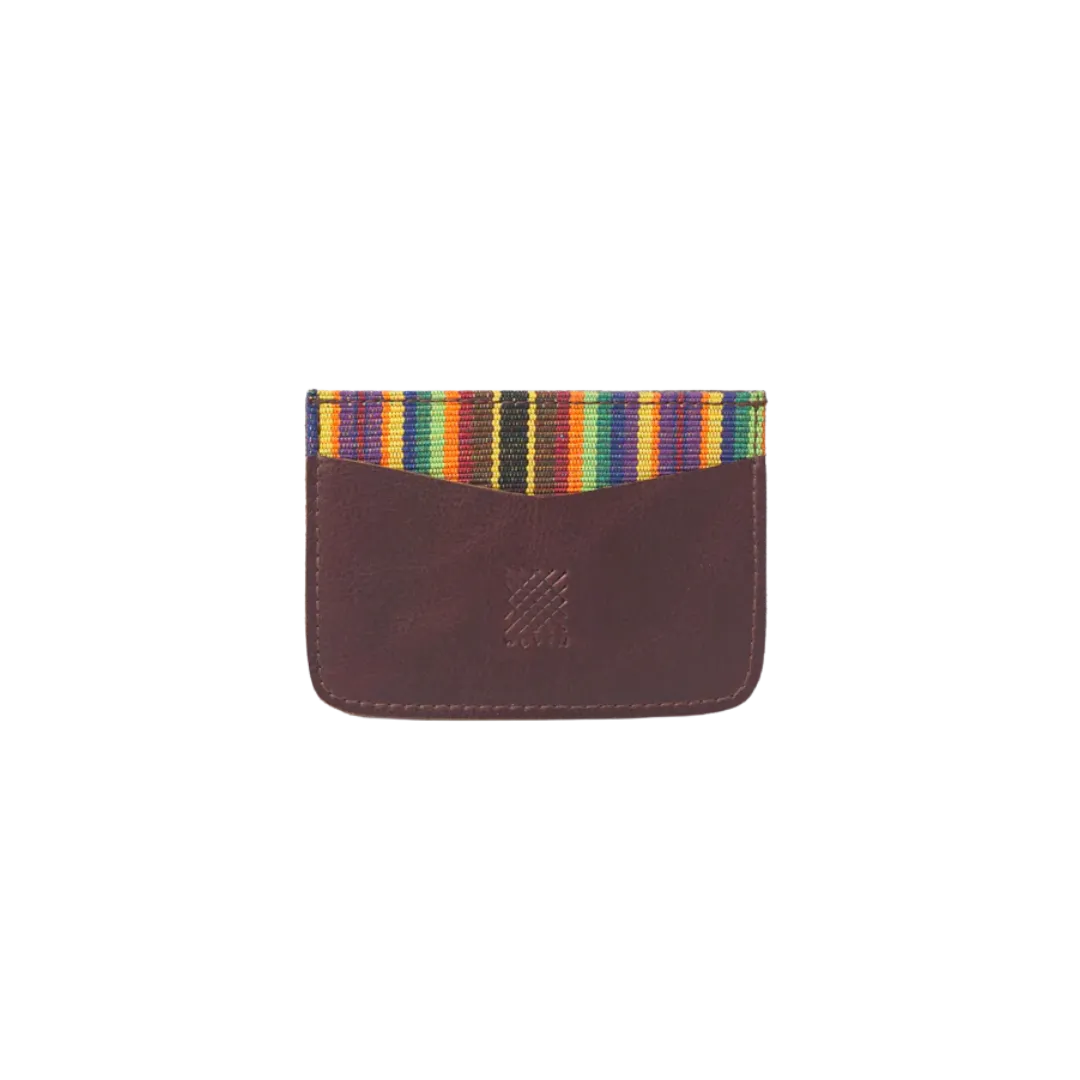 Woven Bulsa Card Holder in Brown Leather