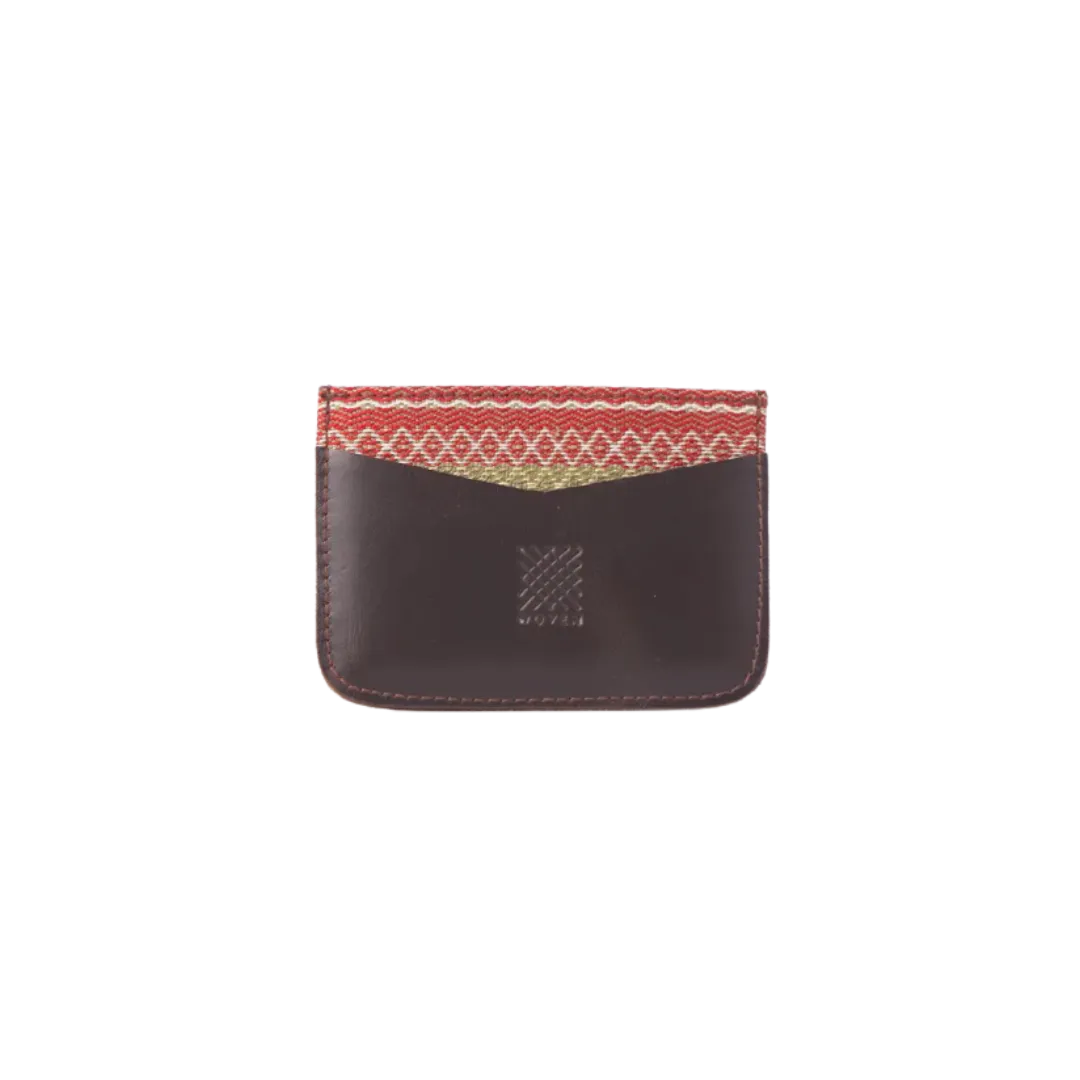 Woven Bulsa Card Holder in Brown Leather