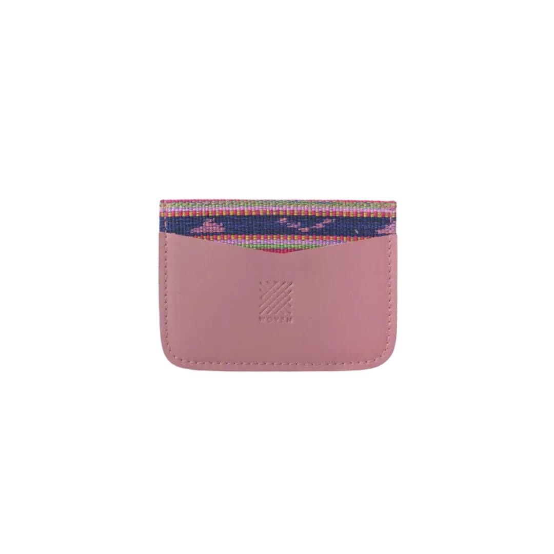 Woven Bulsa Card Holder in Mauve Leather