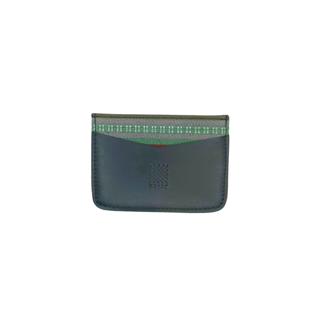 Woven Bulsa Card Holder in Moss Leather