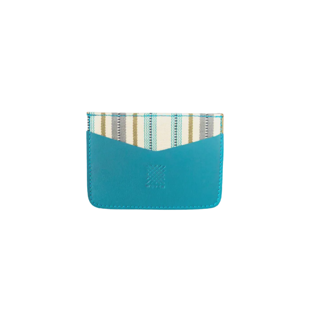 Woven Bulsa Card Holder - Teal Leather