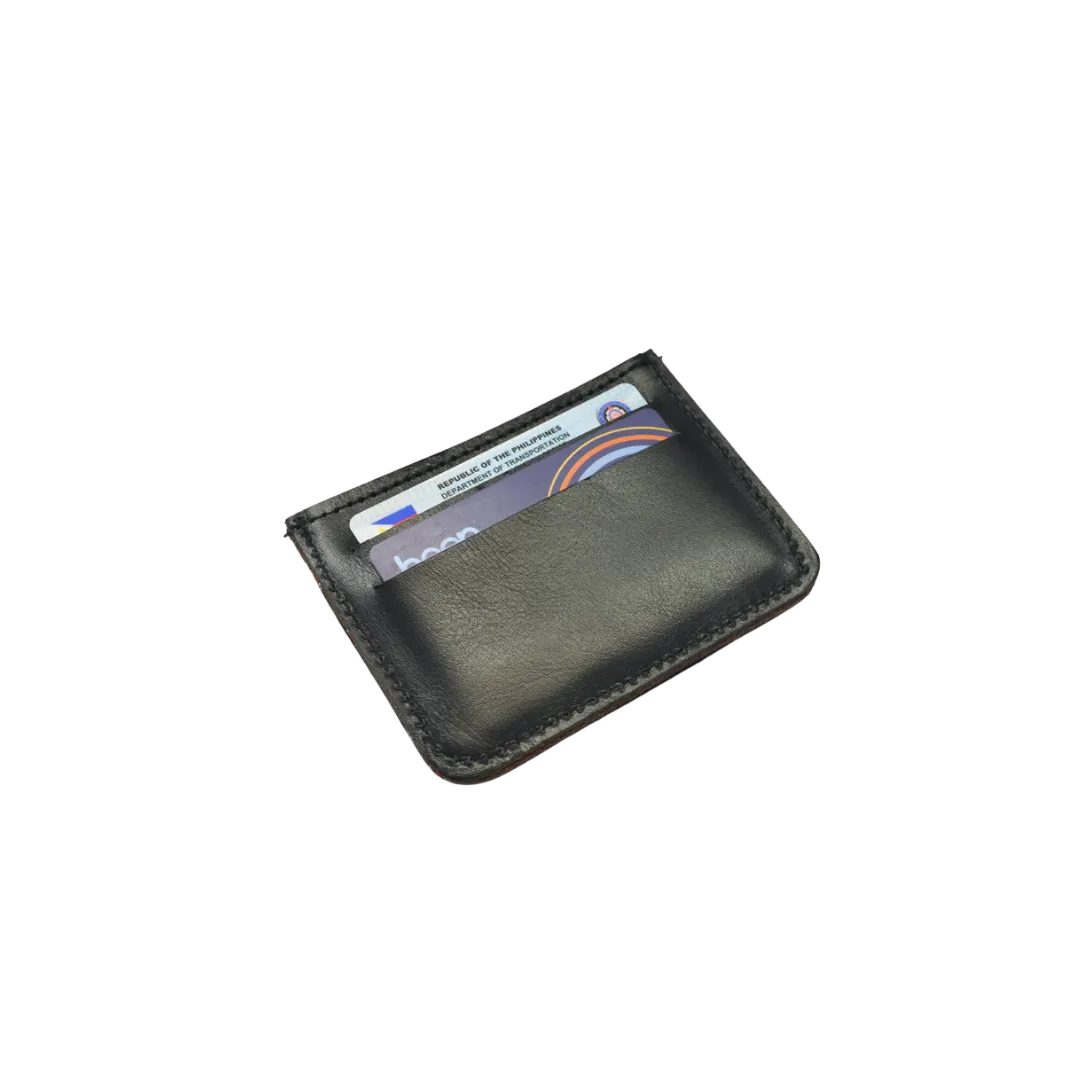 Woven Bulsa Cardholder in Black Leather
