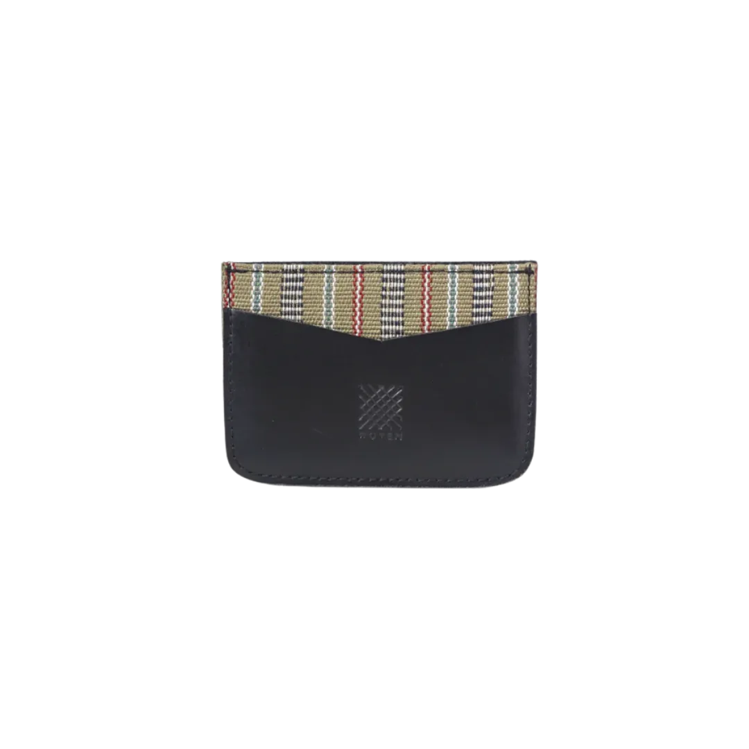 Woven Bulsa Cardholder in Black Leather