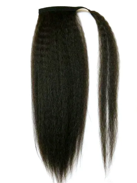 Wrap Around 100% Human Hair Ponytail in Kinky Straight 22" - Xtra Thick