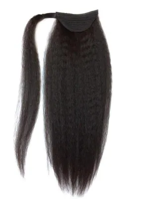 Wrap Around 100% Human Hair Ponytail in Kinky Straight 22" - Xtra Thick