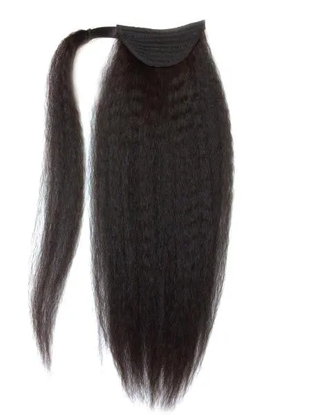 Wrap Around 100% Human Hair Ponytail in Kinky Straight 22" - Xtra Thick