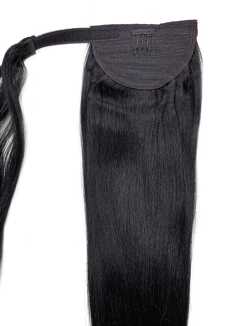 Wrap Around 100% Human Hair Ponytail in Yaki Perm Straight 22"