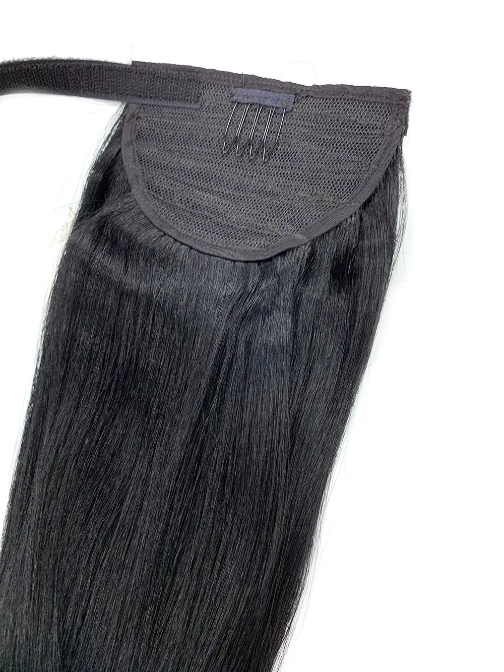 Wrap Around 100% Human Hair Ponytail in Yaki Perm Straight 22"