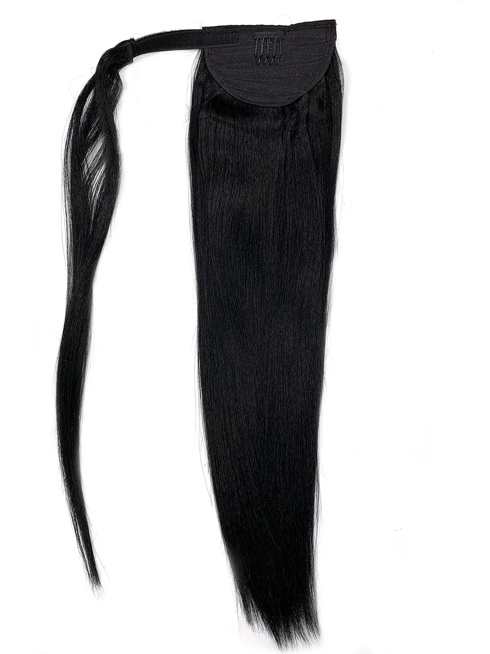 Wrap Around 100% Human Hair Ponytail in Yaki Perm Straight 22"
