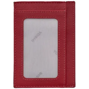 Yoshi Cherry Red Leather Card Holder with ID Window