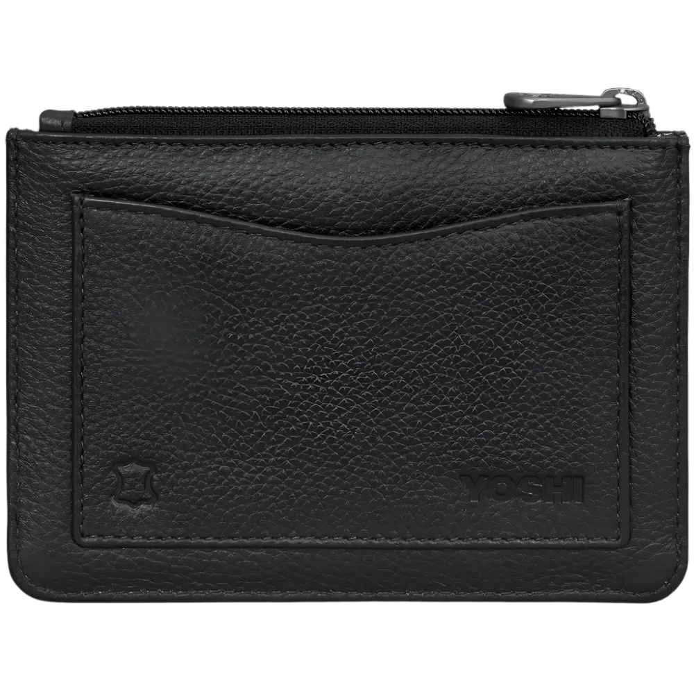 Yoshi Highland Cow Zip Top Black Leather Purse