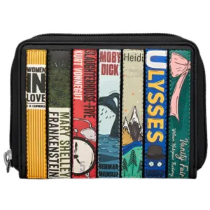 Yoshi Vegan Leather Bookworm Black Compact Zip Round Purse