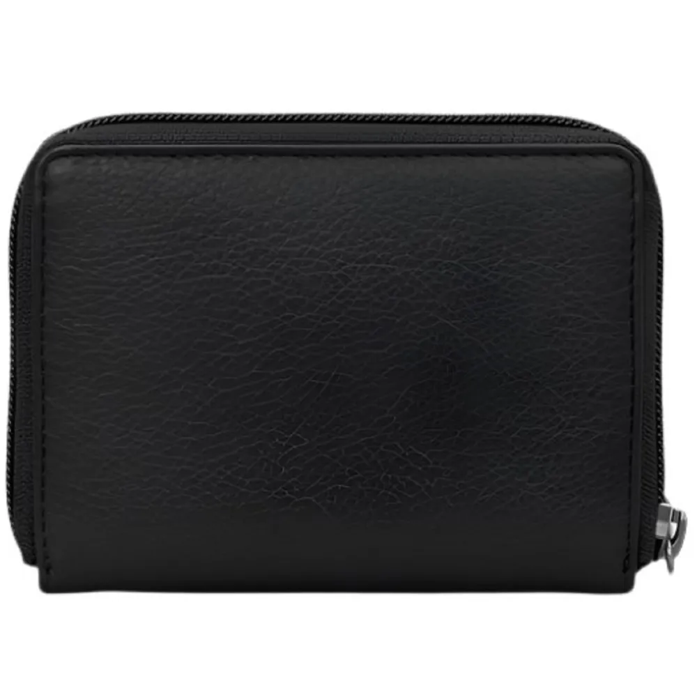 Yoshi Vegan Leather Bookworm Black Compact Zip Round Purse