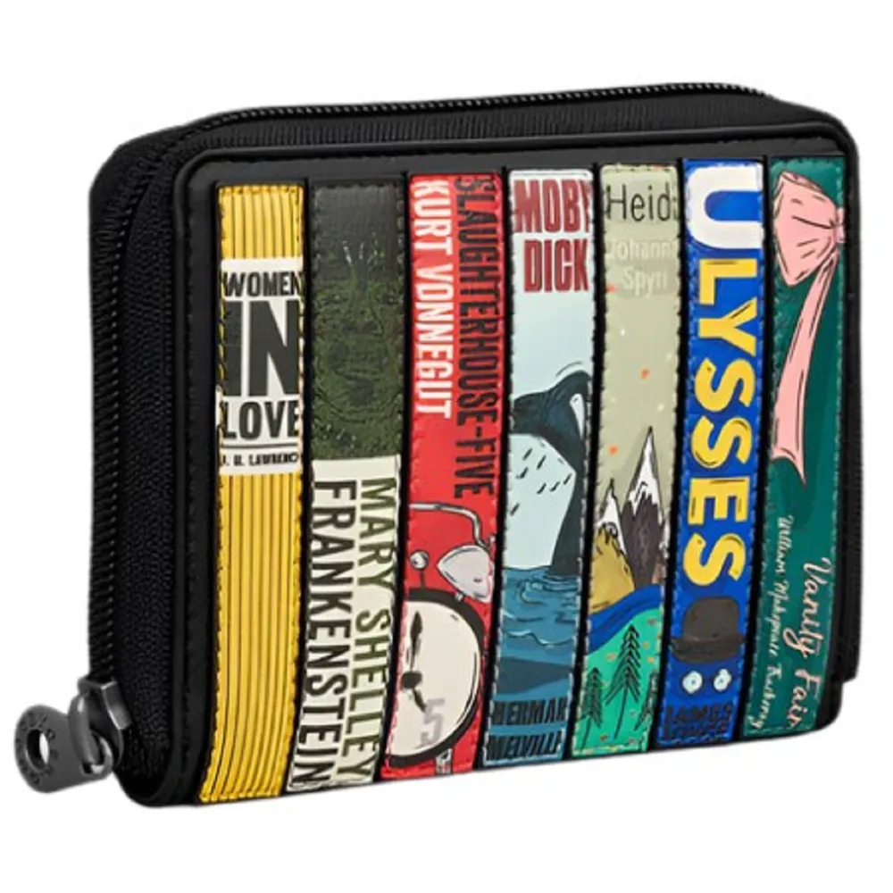 Yoshi Vegan Leather Bookworm Black Compact Zip Round Purse