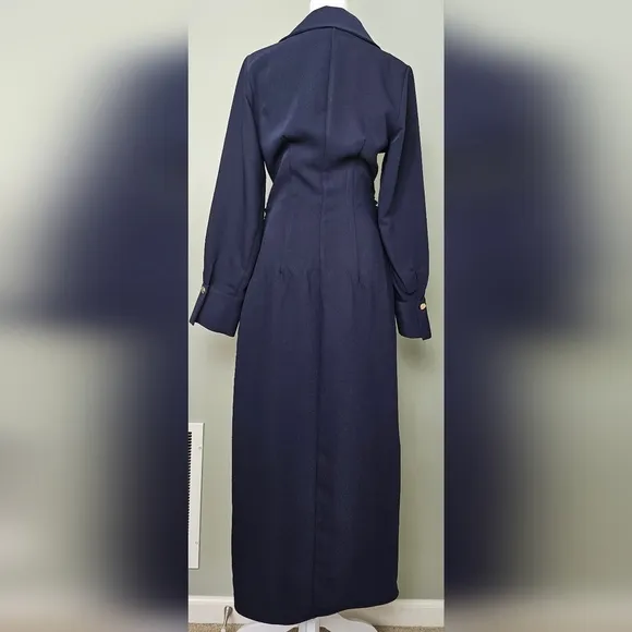ZARA NAVY BLUE ZIPPERED SHIRTDRESS MIDI XS