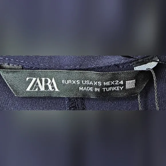 ZARA NAVY BLUE ZIPPERED SHIRTDRESS MIDI XS
